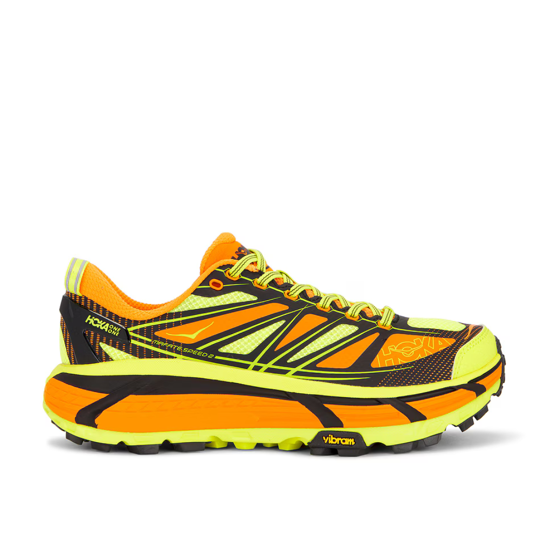 Hoka Unisex Mafate Speed 2 Sneaker (Electric Tangerine & Hoka Citrus)