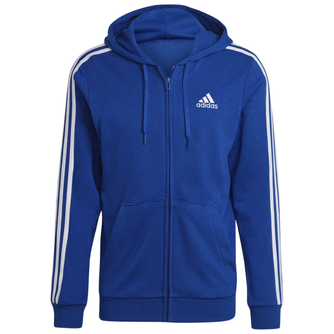 Adidas Men's Essentials French Terry 3-Stripes Full-Zip Hoodie