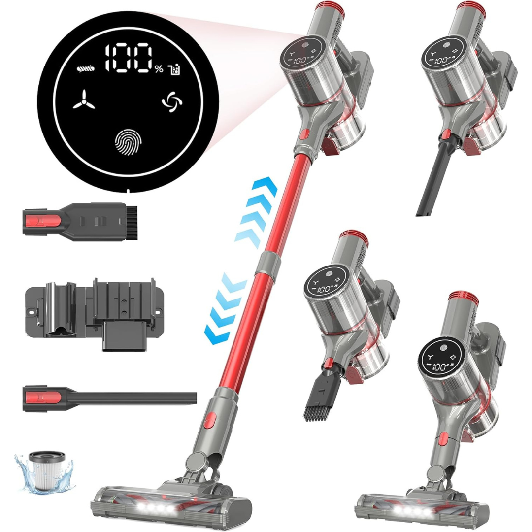 Houscly 6-in-1 Rechargeable LED Display Cordless Vacuum Cleaner