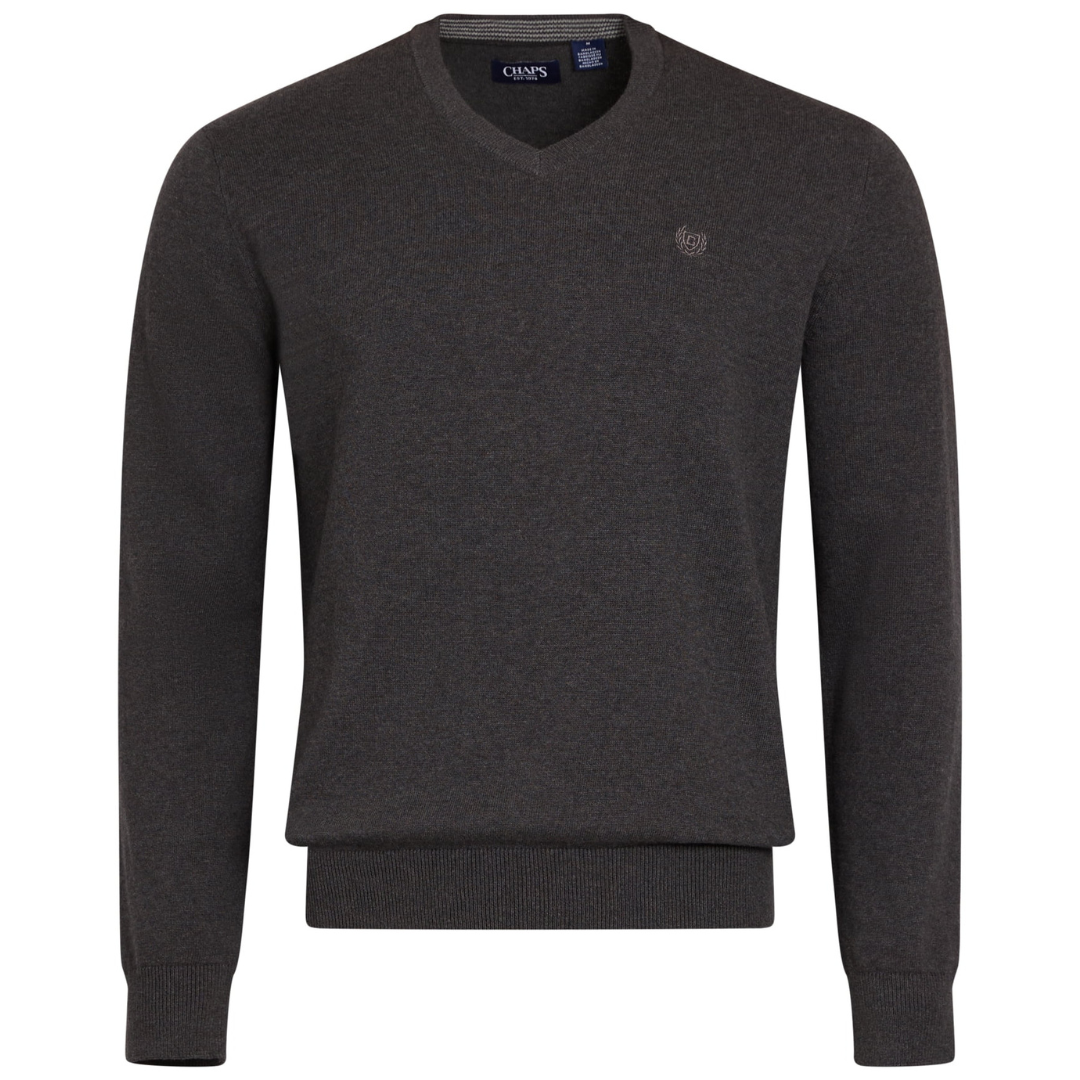 Chaps Men's Cotton V-Neck Fine Gauge Sweater