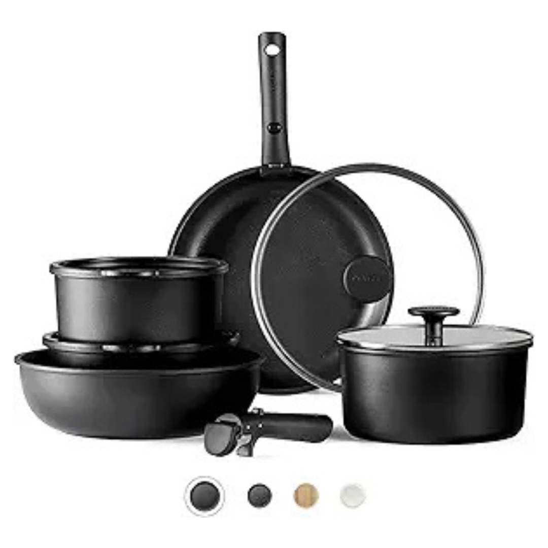 11-Piece Nonstick Pots And Pans Set With Removable Handle