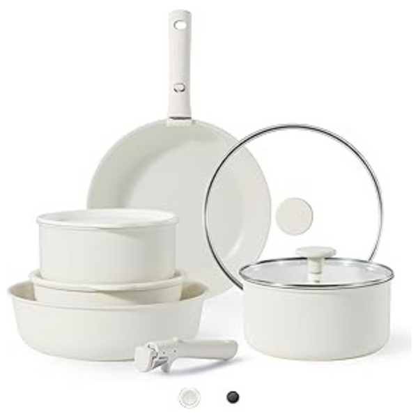 11-Piece Carote Nonstick Cookware Sets With Detachable Handle