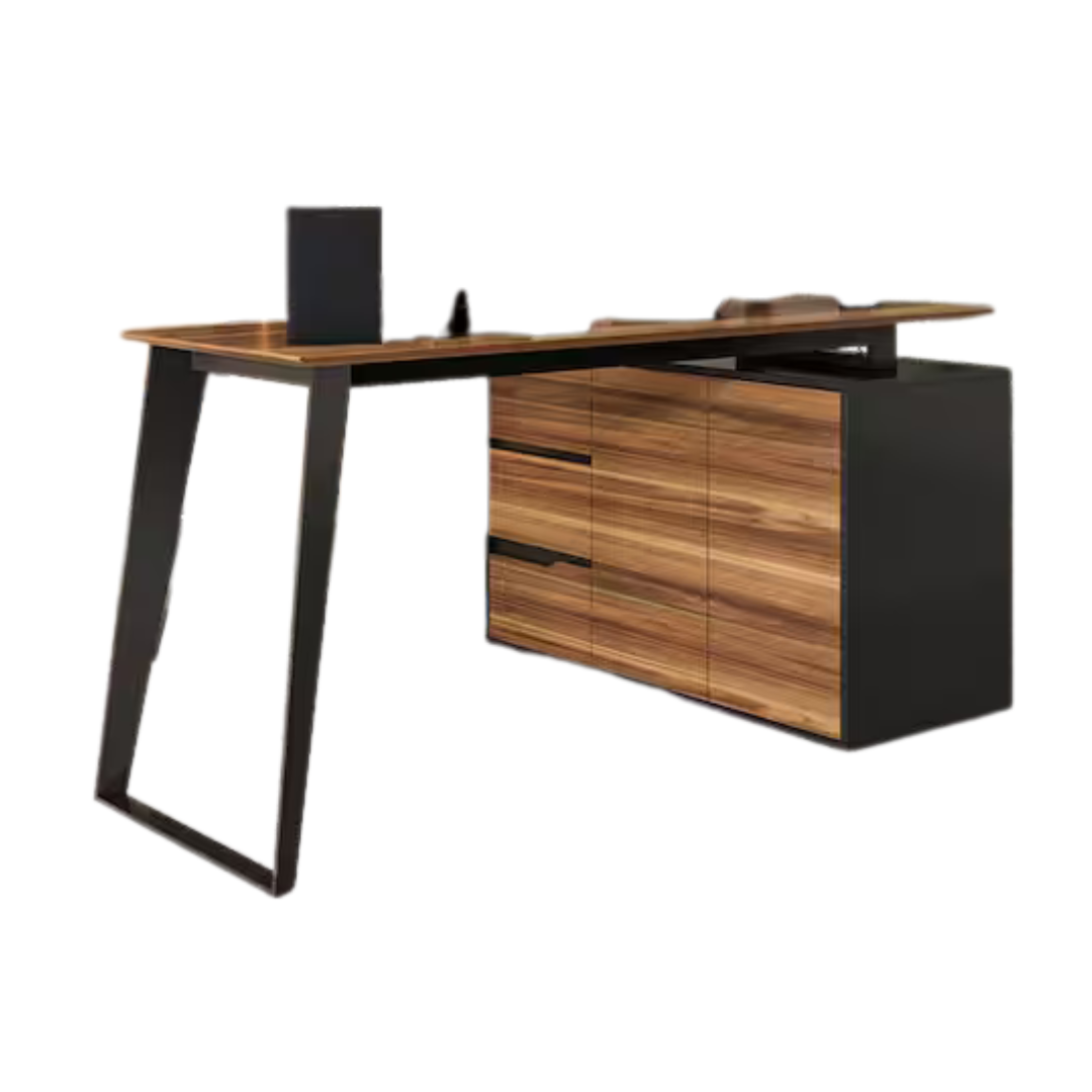 Reversible 54.3" L-Shaped Wood Writing Desk W/Drawers