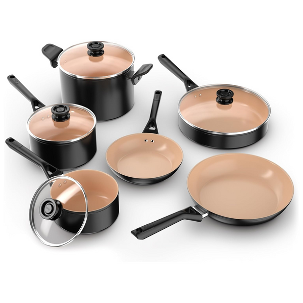 10-Piece Ninja Ceramic Pots And Pans Non Stick Cookware Set