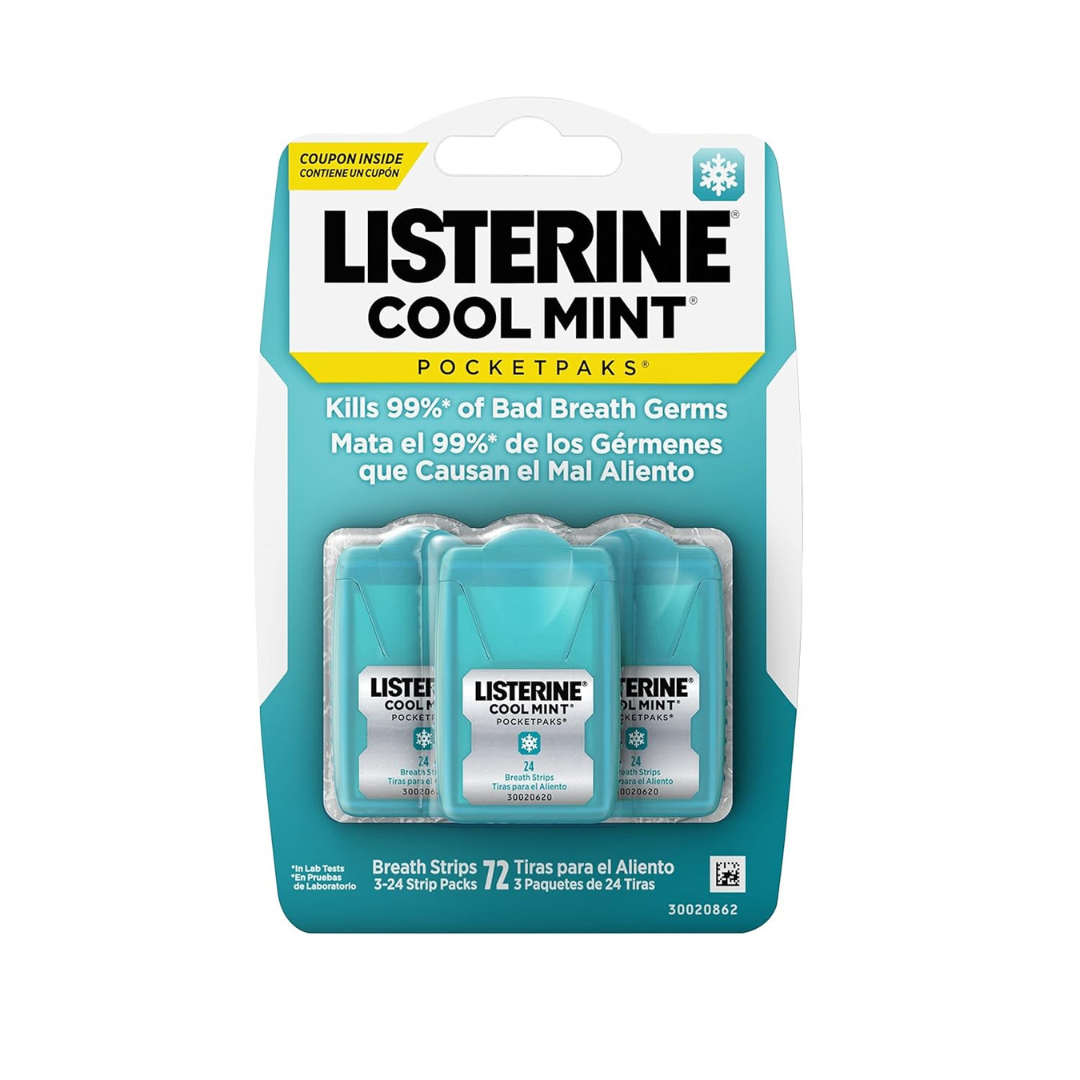 3-Pack Listerine Cool Mint Pocketpaks Breath Strips