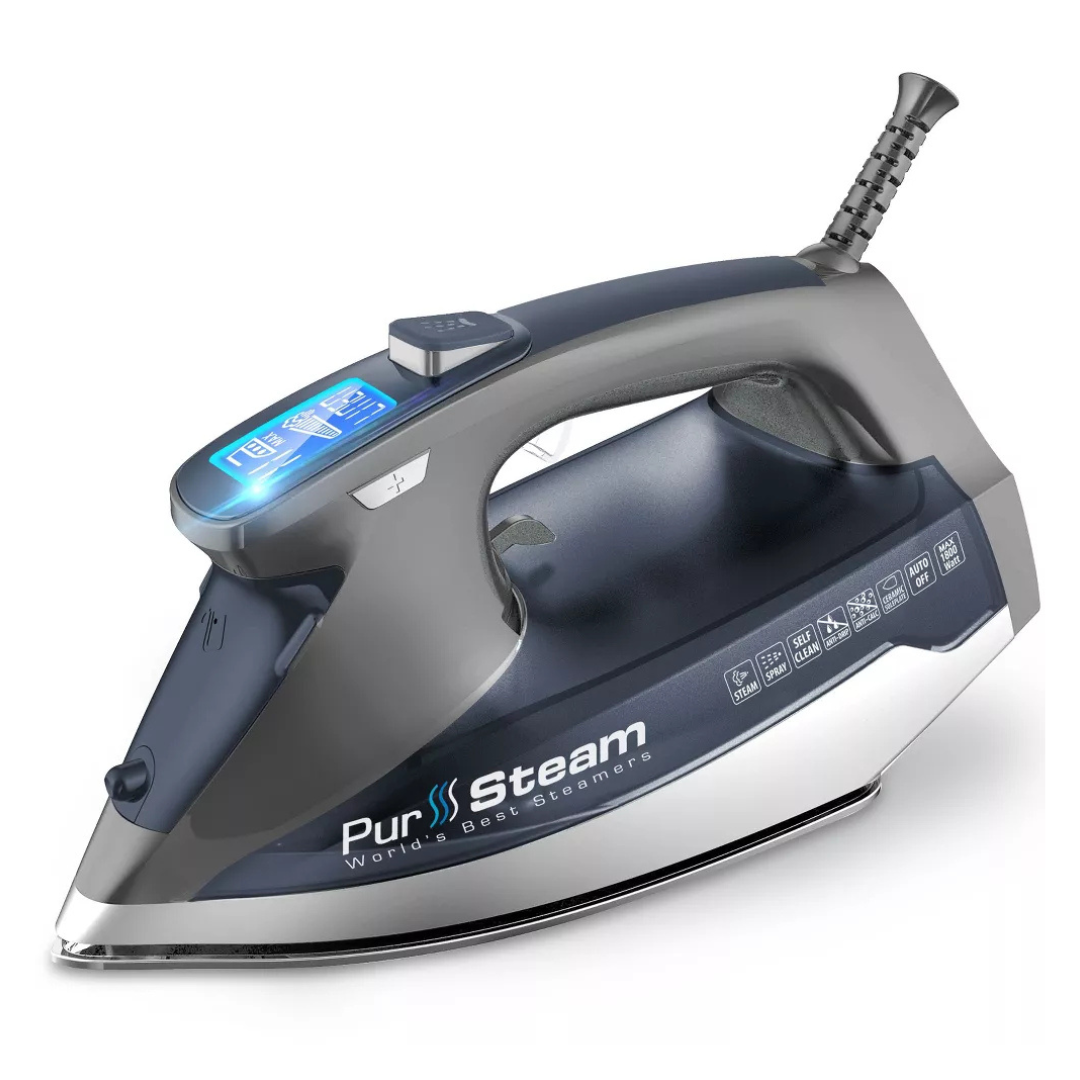 PurSteam 1800W Steam Iron For Clothes With LCD Screen