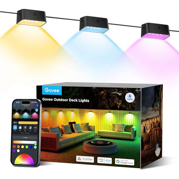 6-Pack Govee RGBIC Smart Outdoor Deck Lights