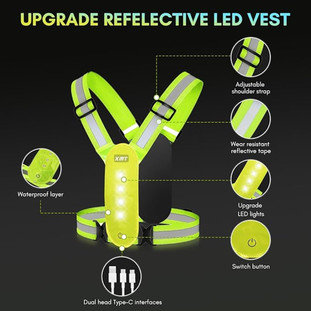 LED High Visibility Reflective Running Vest