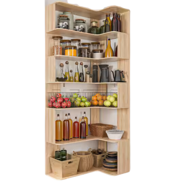 Wood 35" Corner Shelving Baker's Rack