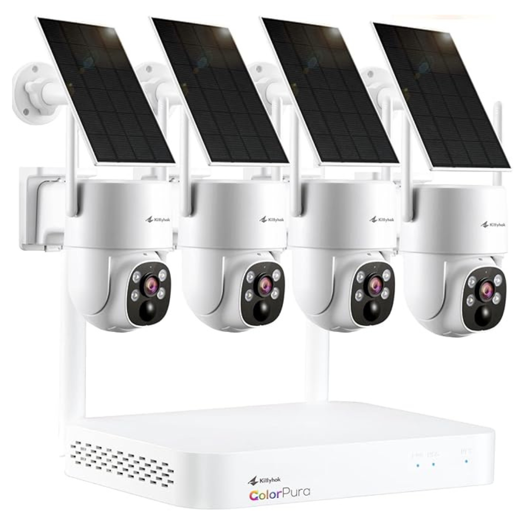 4-Piece Kittyhok 2K Solar Security Surveillance Camera System