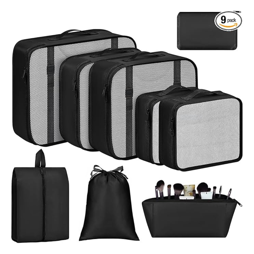 Set Of 9 Lightweight Packing Cubes For Suitcase