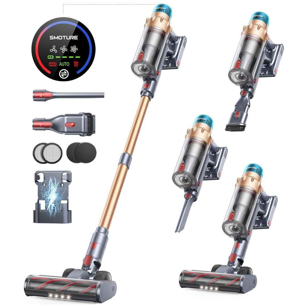 550W Cordless Vacuum Cleaner With 60-Min Runtime & Charging Dock