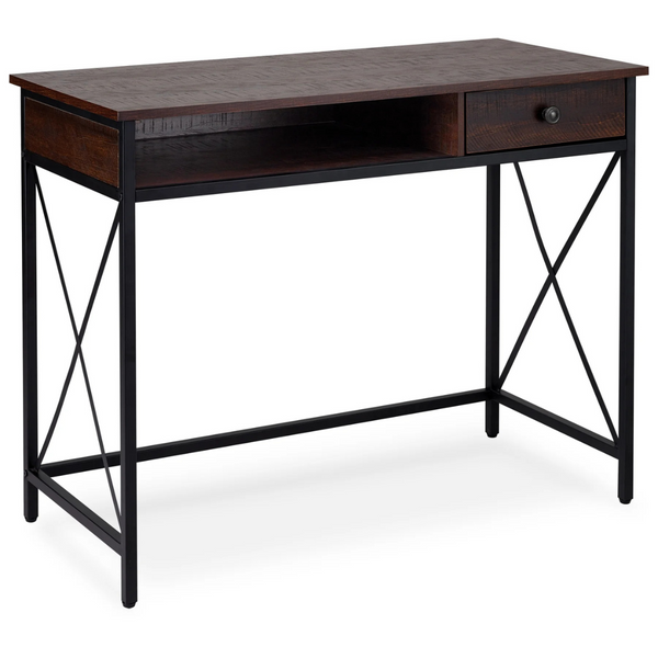 DecorTech Industrial Metal And Wood 30"H Writing Desk With Drawer