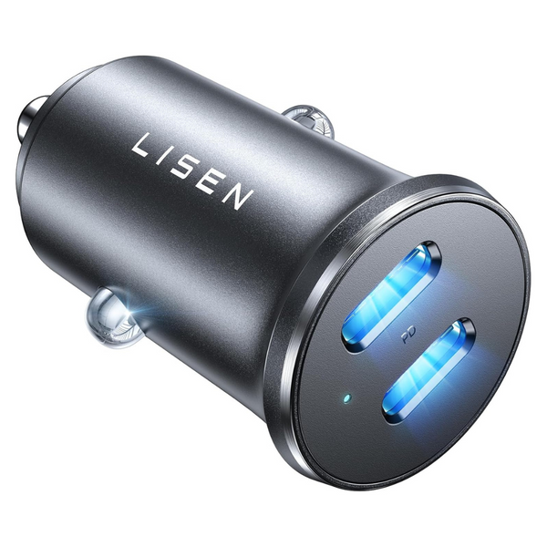 Lisen 90W Metal Mini Dual-Port USB-C Car Charger