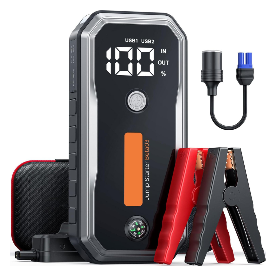 12V 5000A Portable Smart Car Jump Starter Battery Pack W/ Jumper Cables