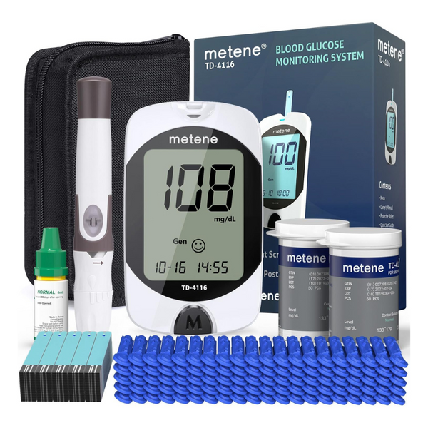 Metene TD-4116 Blood Glucose Monitor Kit With 100 Strips