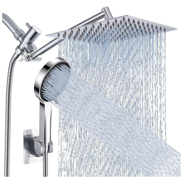 8" Handheld High Pressure Rainfall Shower Head Combo W/ 60" Flexible Hose