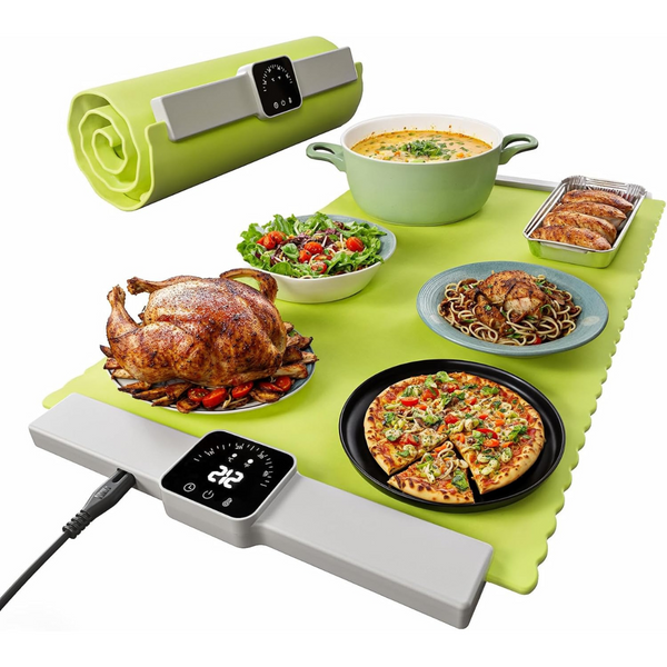 Portable Electric Food Warming Tray w/ 5 Temp-Settings & Auto-Off Timer