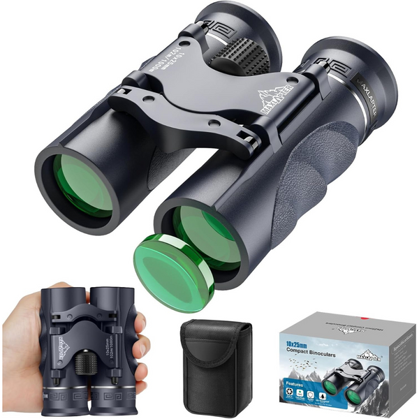 Kids 10 x 25 HD Night Vision BAK4 Prism Compact Binoculars w/ Case