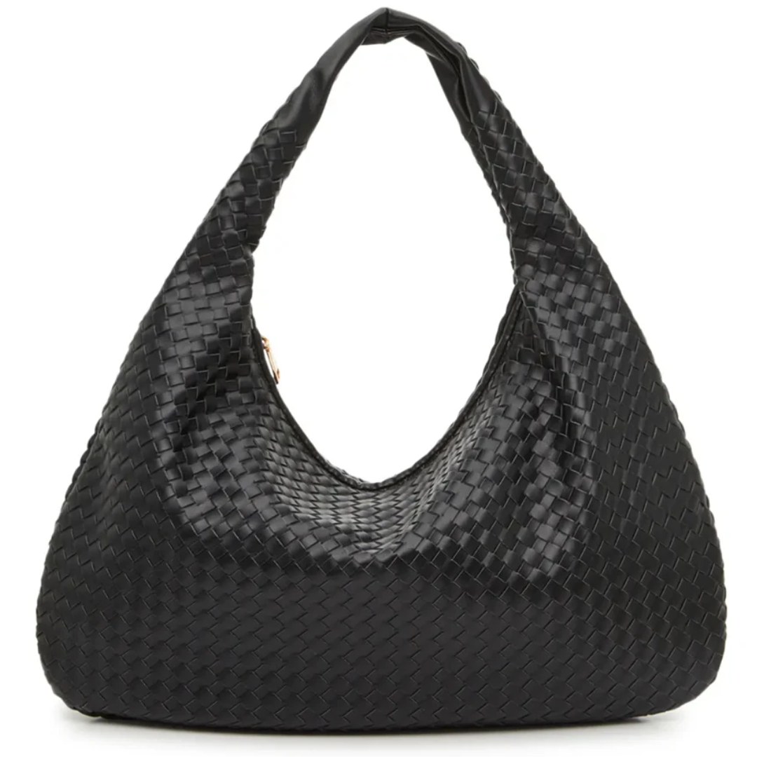 Crown Vintage Synthetic Top Zipper Closure Woven Hobo Bag