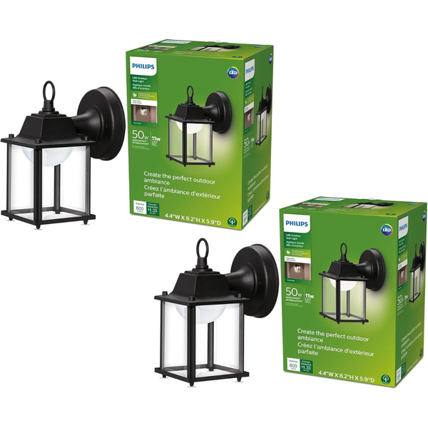 2-Pack Philips 3000K LED Outdoor Square Wall Lantern