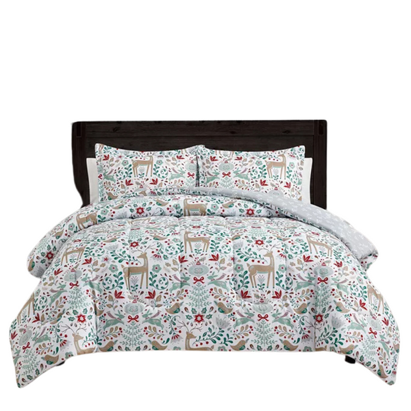 Sunham Holiday Deer 3-Piece Comforter Sets