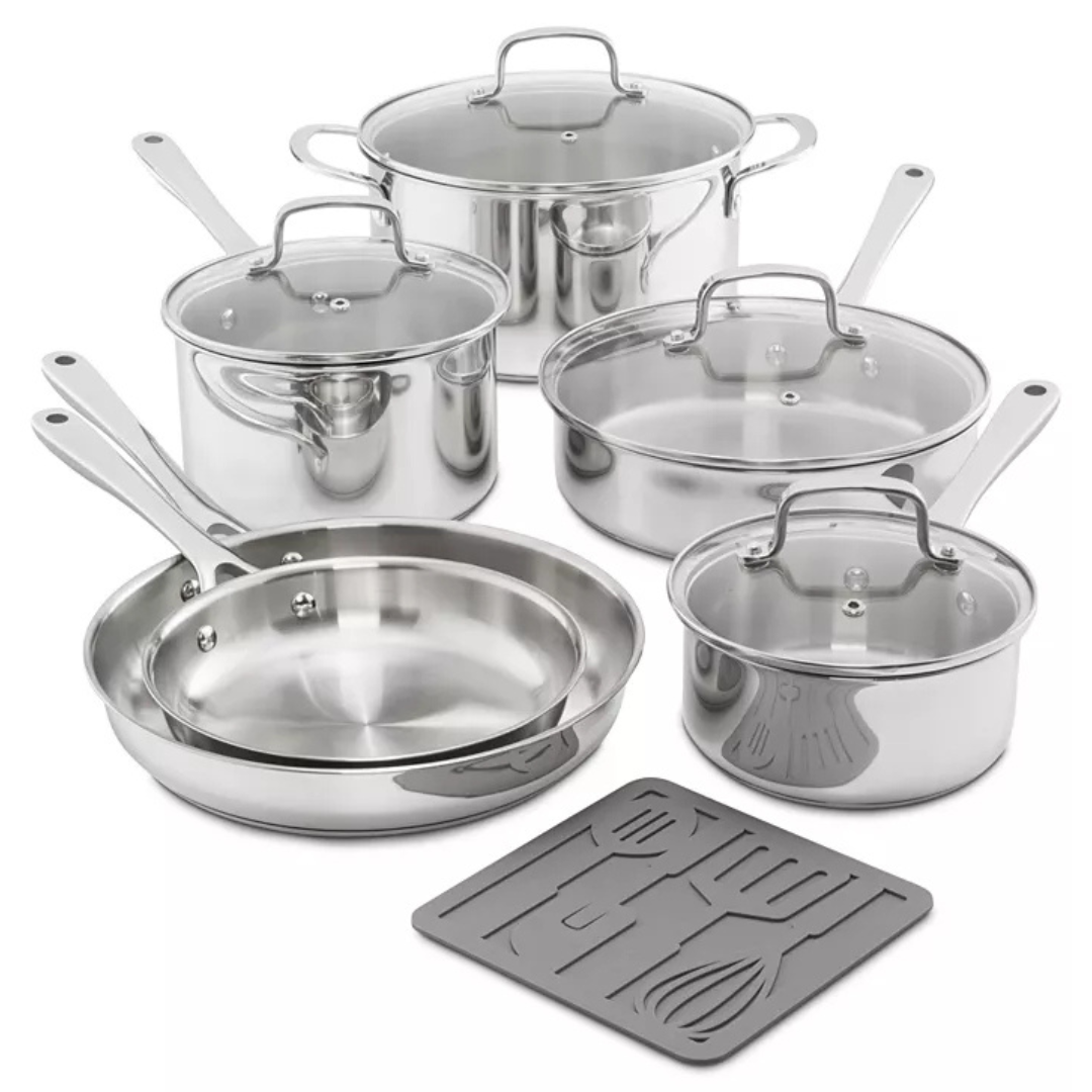 11-Piece The Cellar Stainless Steel Cookware Set