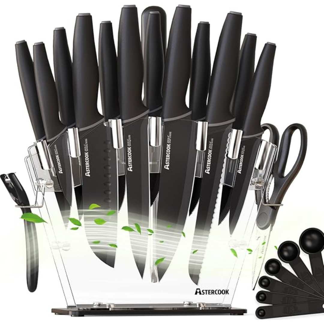 22-Piece Astercook German Stainless Steel Dishwasher Safe Knife Set