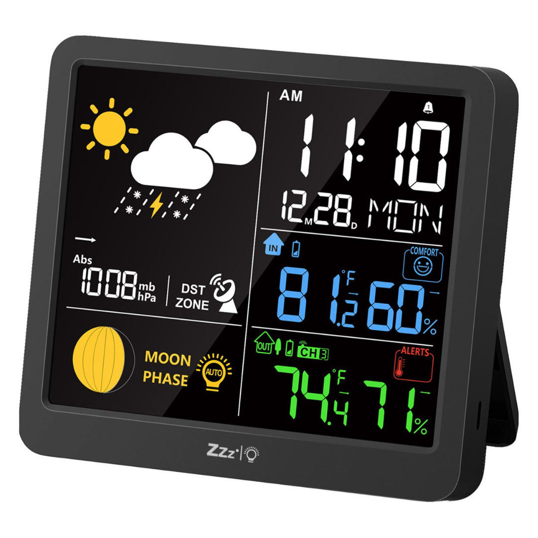 MeesMeek 6.69" LCD Wireless Sensor Weather Station With Alarm Function