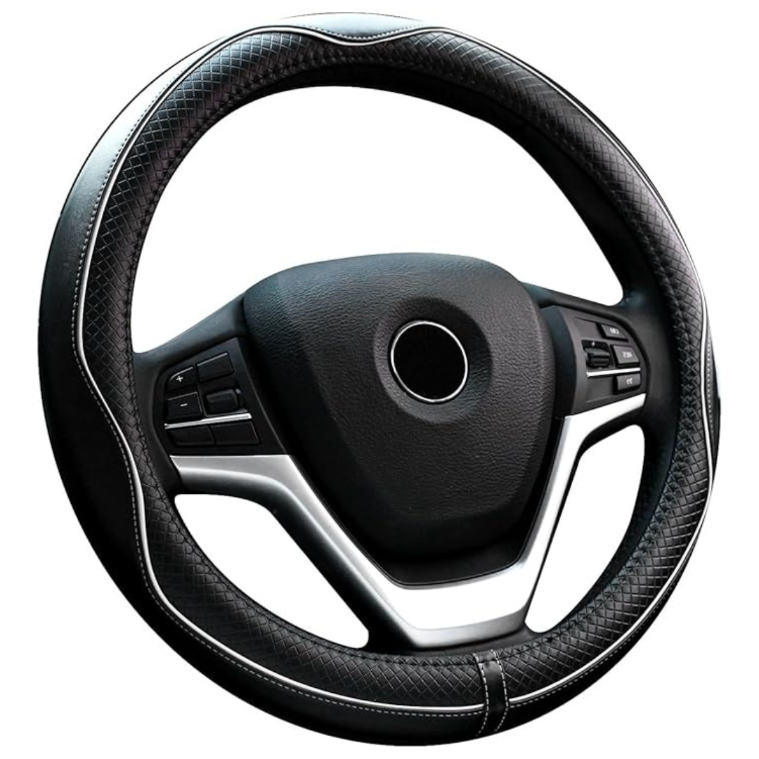 Valleycomfy Universal 15" Genuine Leather Anti-Slip Steering Wheel Covers