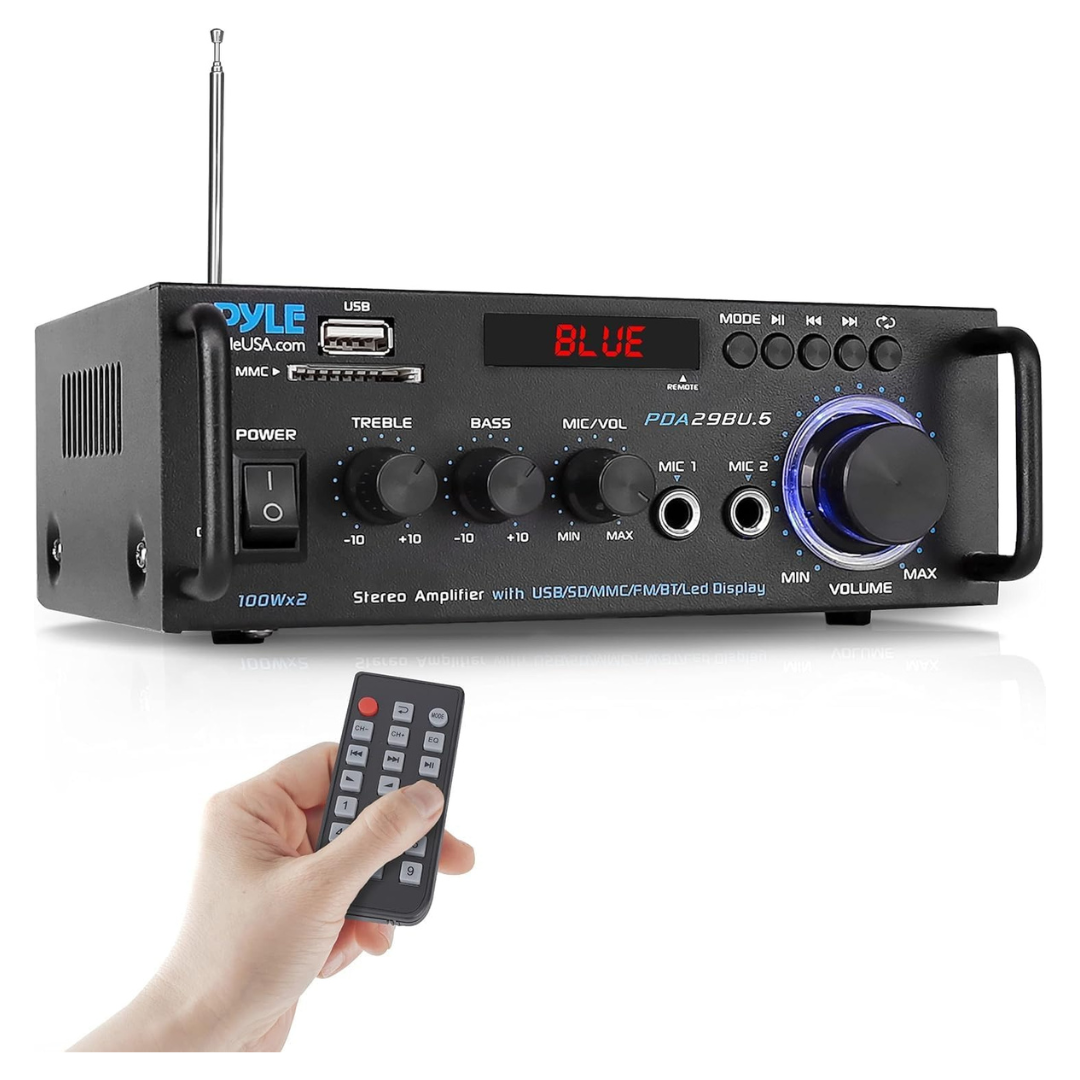 Pyle 200W Dual Channel Bluetooth Stereo Power Amplifier