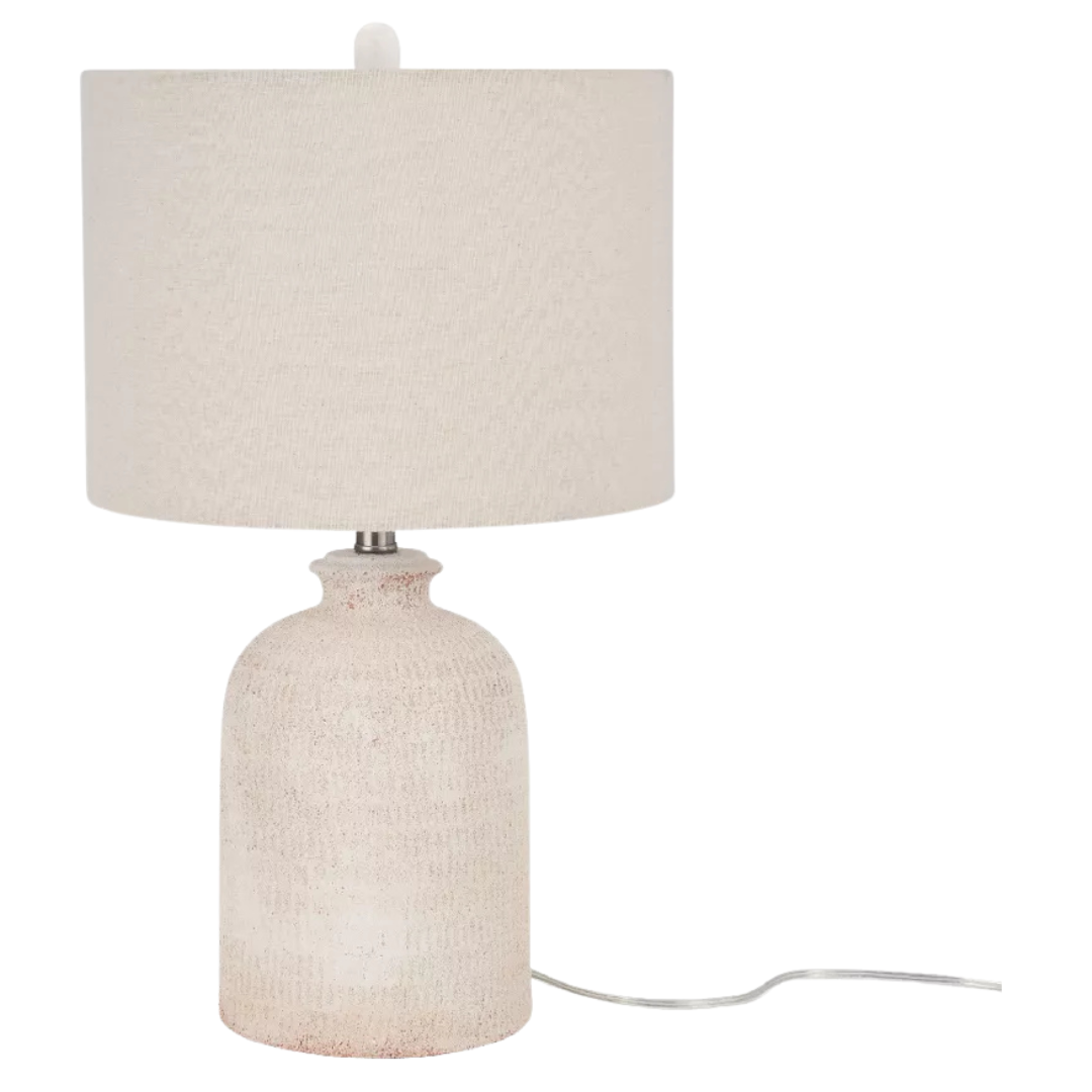 Nourison 24" White Textured Terracotta Table Lamp