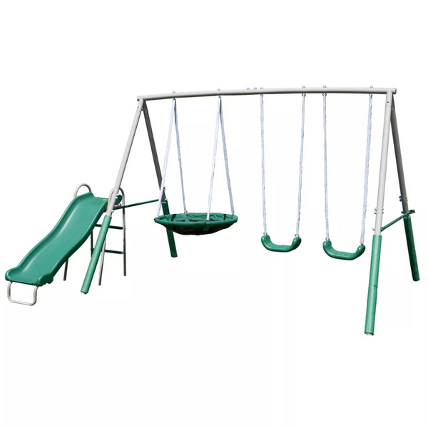 TSC Northridge Metal Swing Set With 32" Saucer Swing And 5' Slide