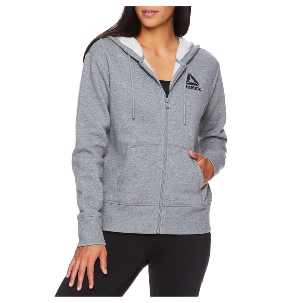 Reebok Daily Zip Up Women's Hoodie (Flint Grey Heather, Size XXXL)