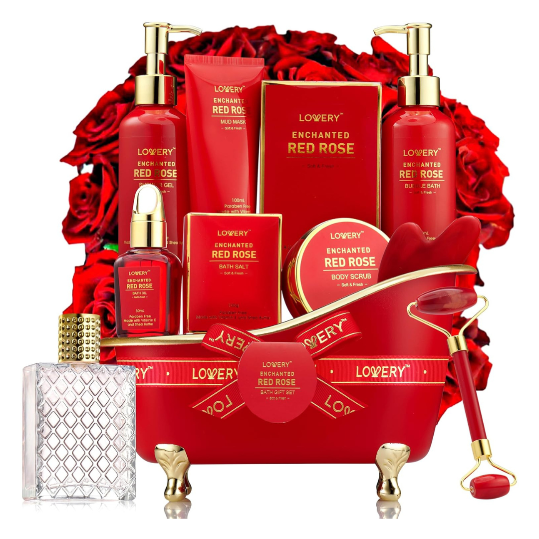 11-Piece Women's Red Rose Valentine Spa Gift Basket