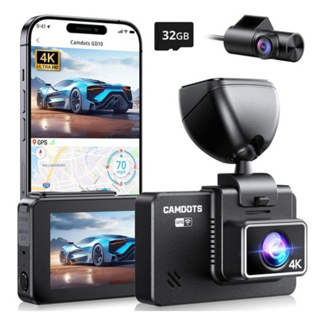 Camdots GD10 4K 1080p Front & Rear Dual Dash Cam w/ 3" IPS Touchscreen