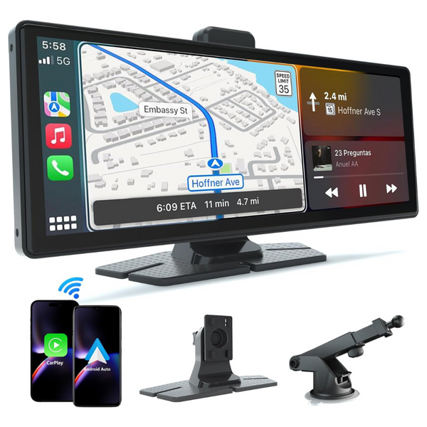 Portable Wireless 10.26" HD Carplay Screen With Voice Control