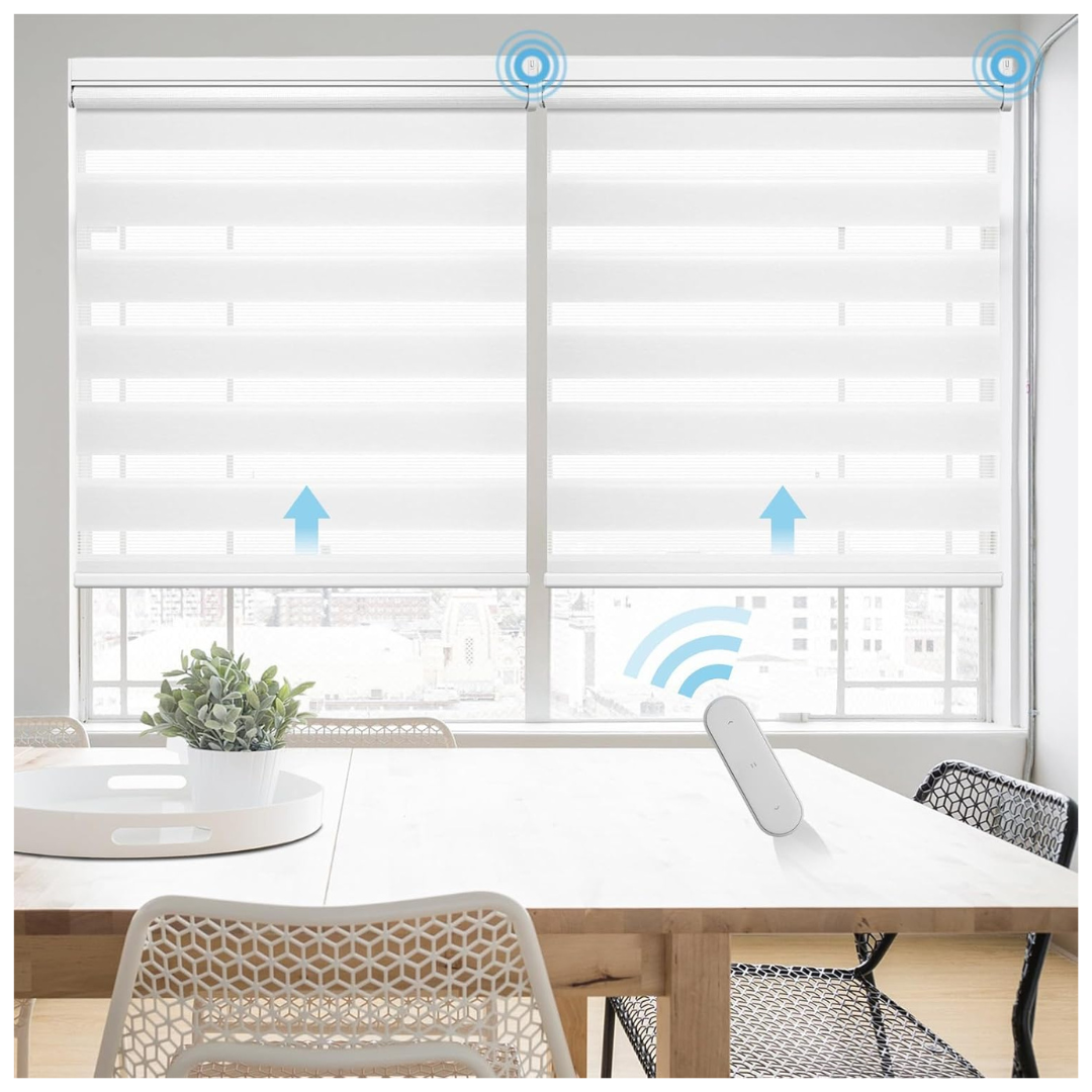 Smart Motorized Zebra Blackout Blinds With Remote Control