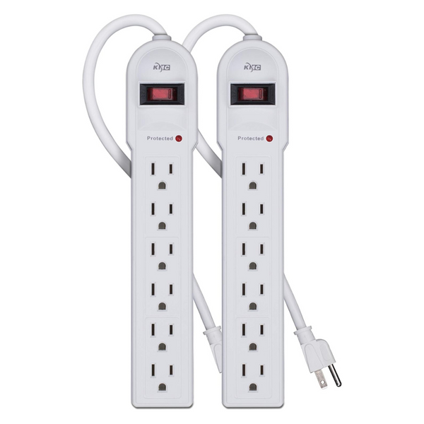 KMC 6-Outlet Surge Protector Power Strip (2-Pack)