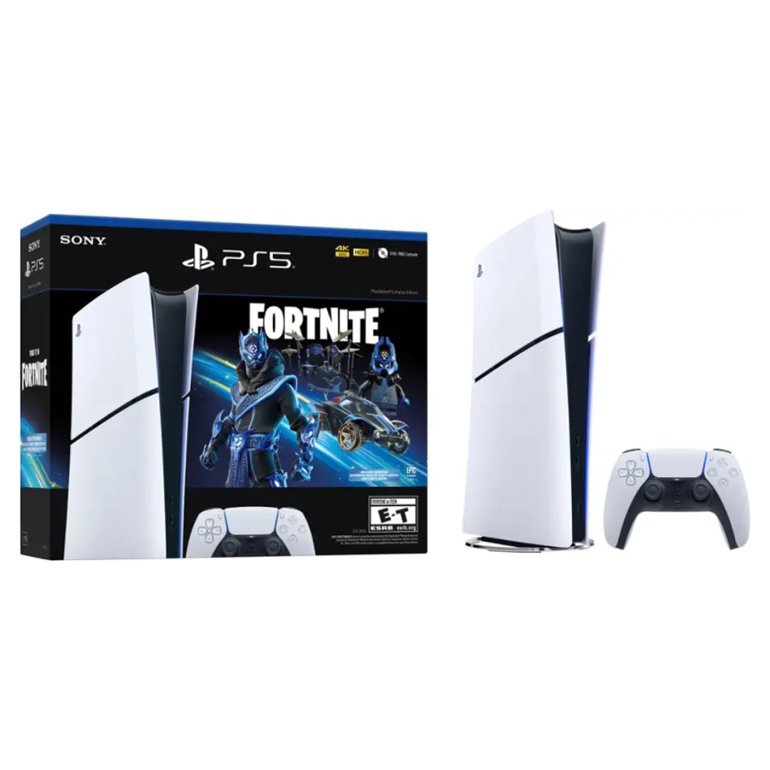 1TB PlayStation 5 Digital Edition Console With Fortnite Cobalt Star Bundle [Open-Box Excellent]