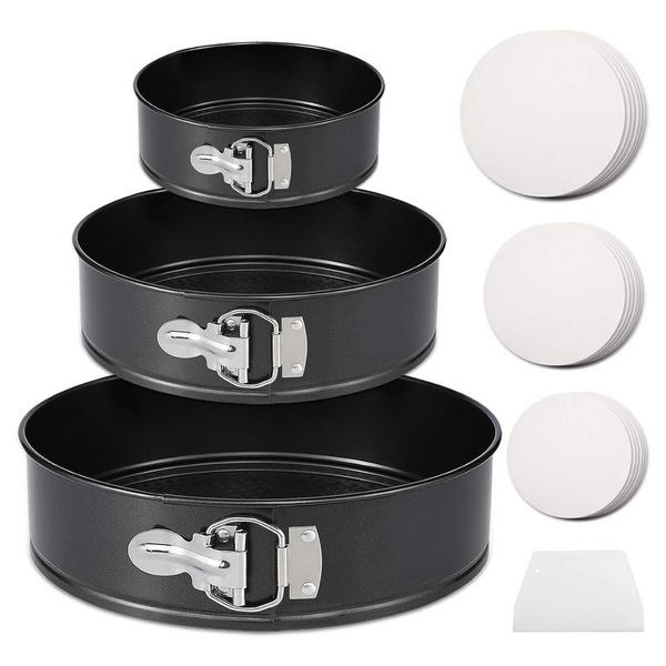 3-Piece Hikolvol Leakproof Round Nonstick Springform Pan Set