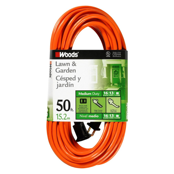 Woods 50ft 2-pronged 16/2 SJTW General Purpose Extension Cord