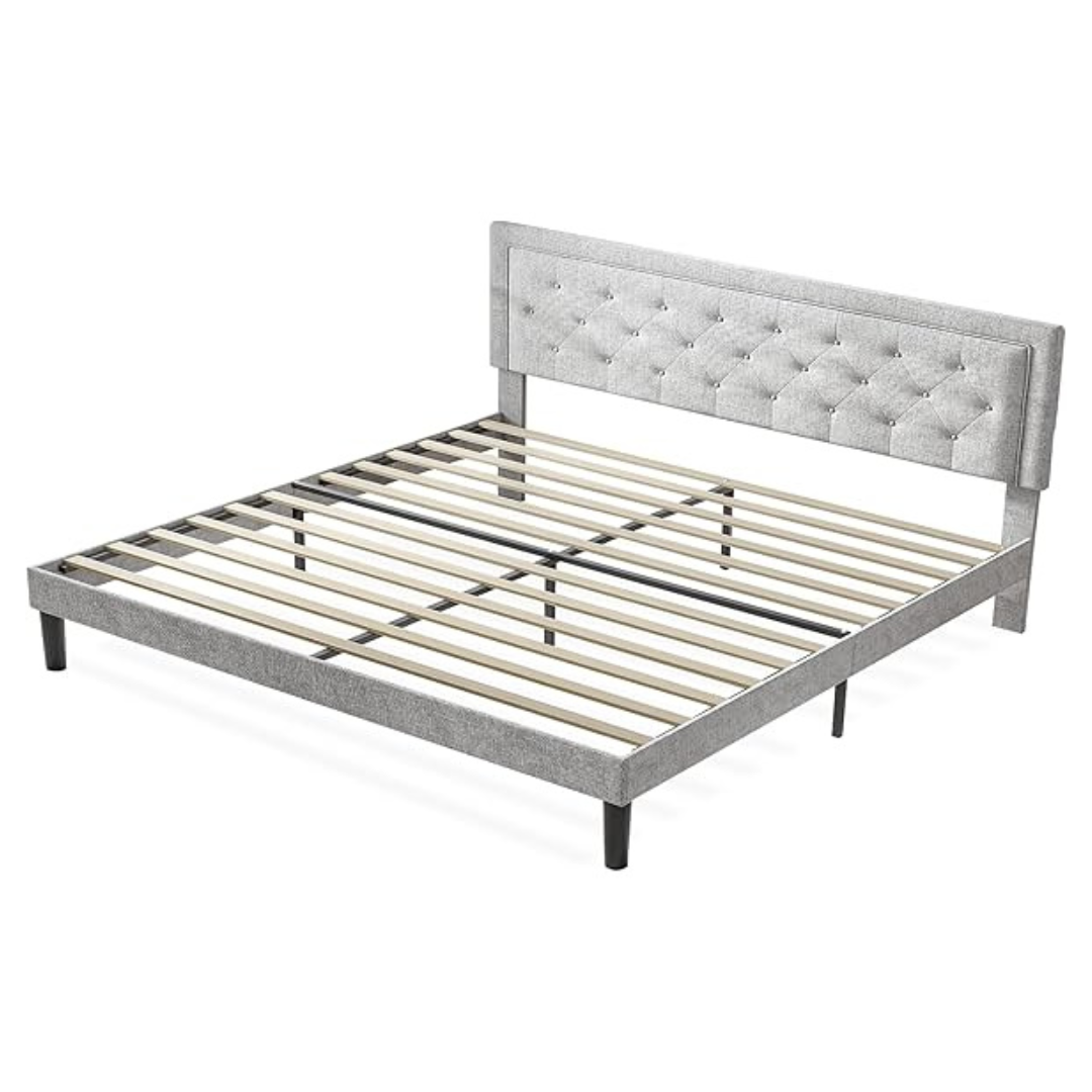 Dolonm King Size Platform Bed Frame With Headboard & Storage