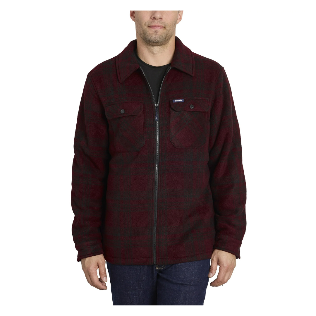 IZOD Men's & Big Men's Zip-Front Flannel Shirt Jacket