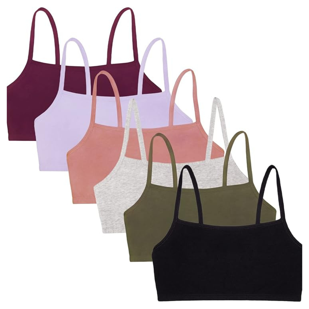 6-Pack Fruit Of The Loom Women's Spaghetti Strap Cotton Pullover Sports Bra