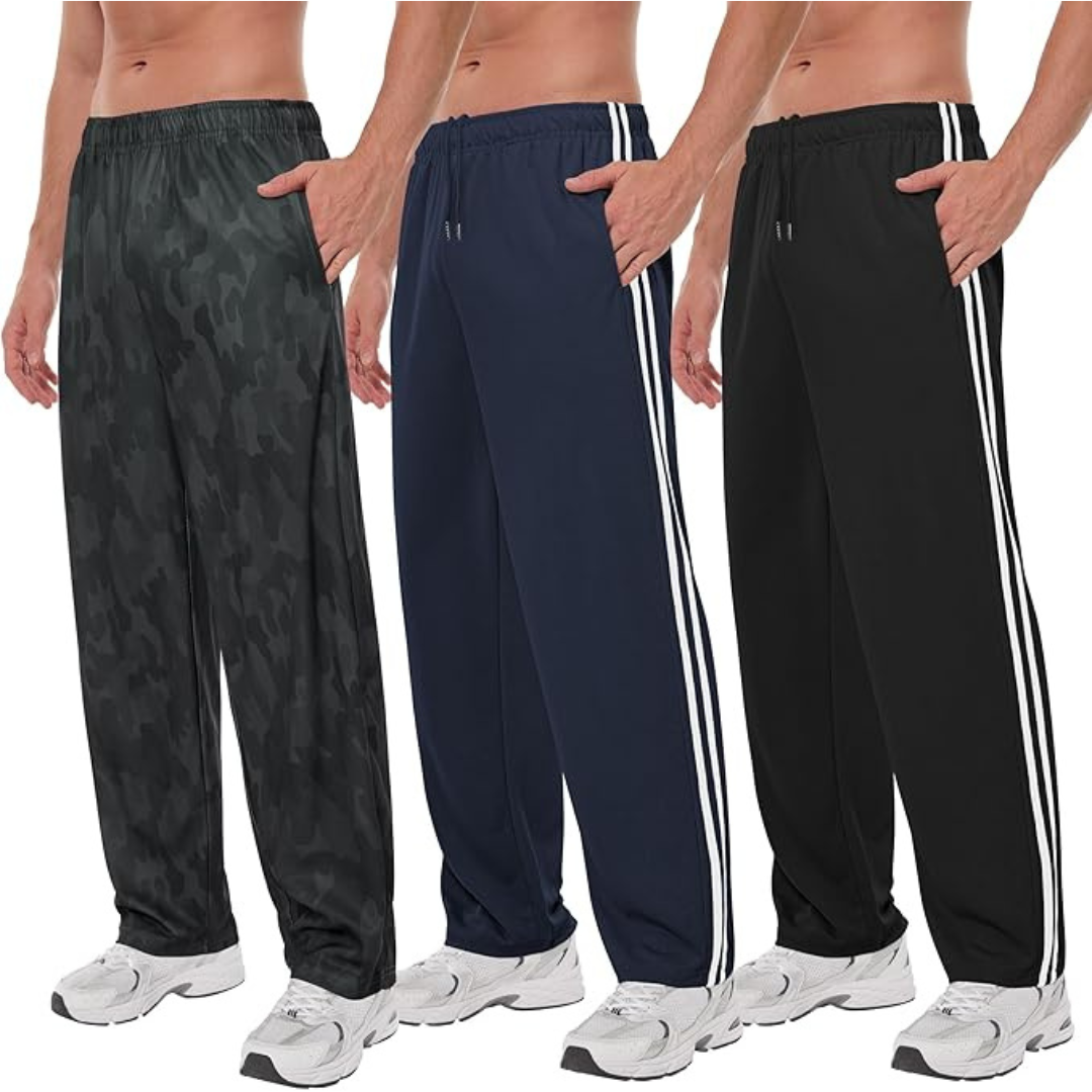 3-Pack Men's Mesh Open Bottom Athletic Sweatpants