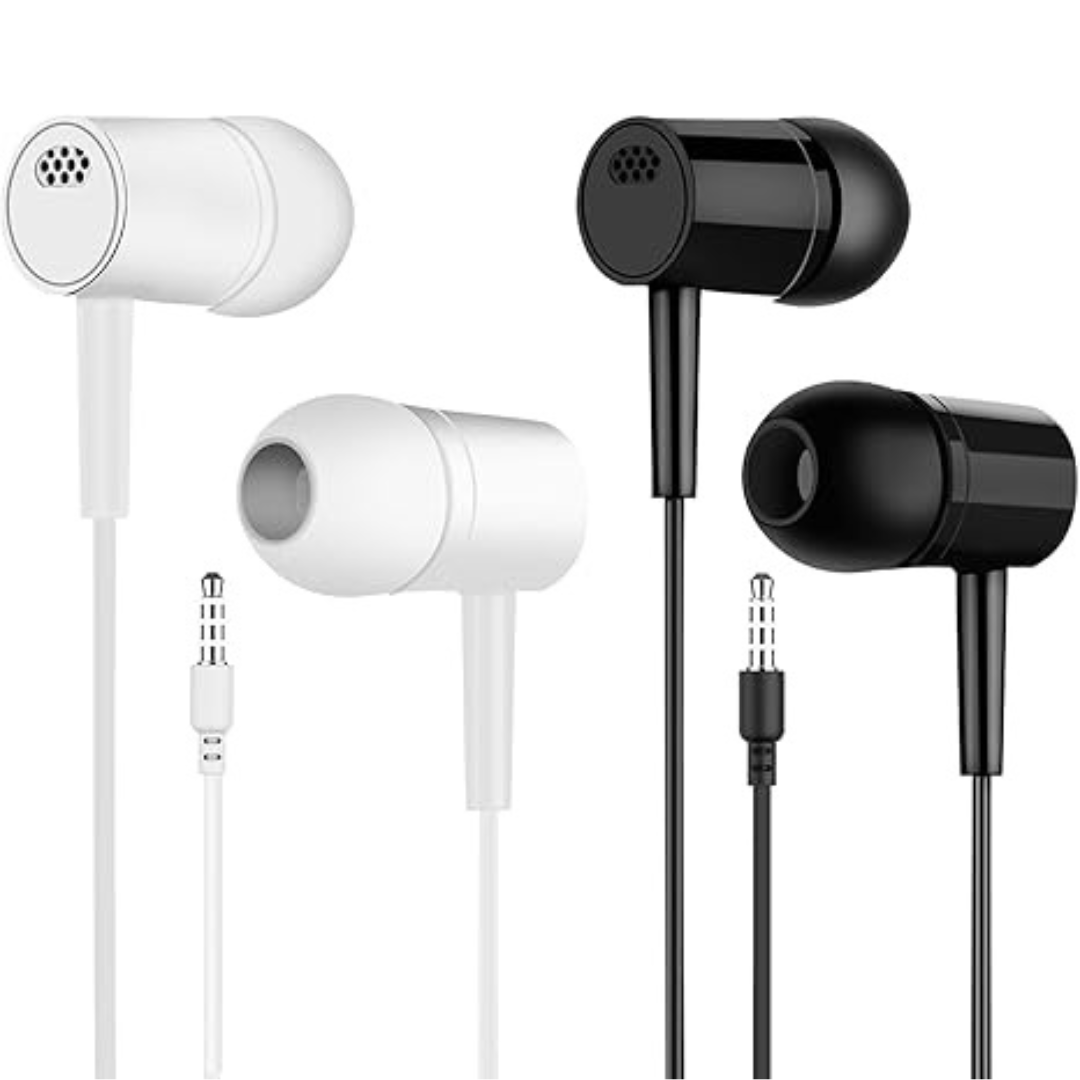 2-Pack 3.5mm Jack Corded In-Ear Earphones with Microphone