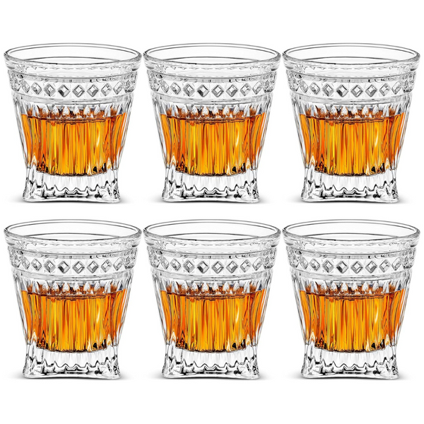 Set of 6 LUXU 9oz Vertical Stripes Whiskey Glasses