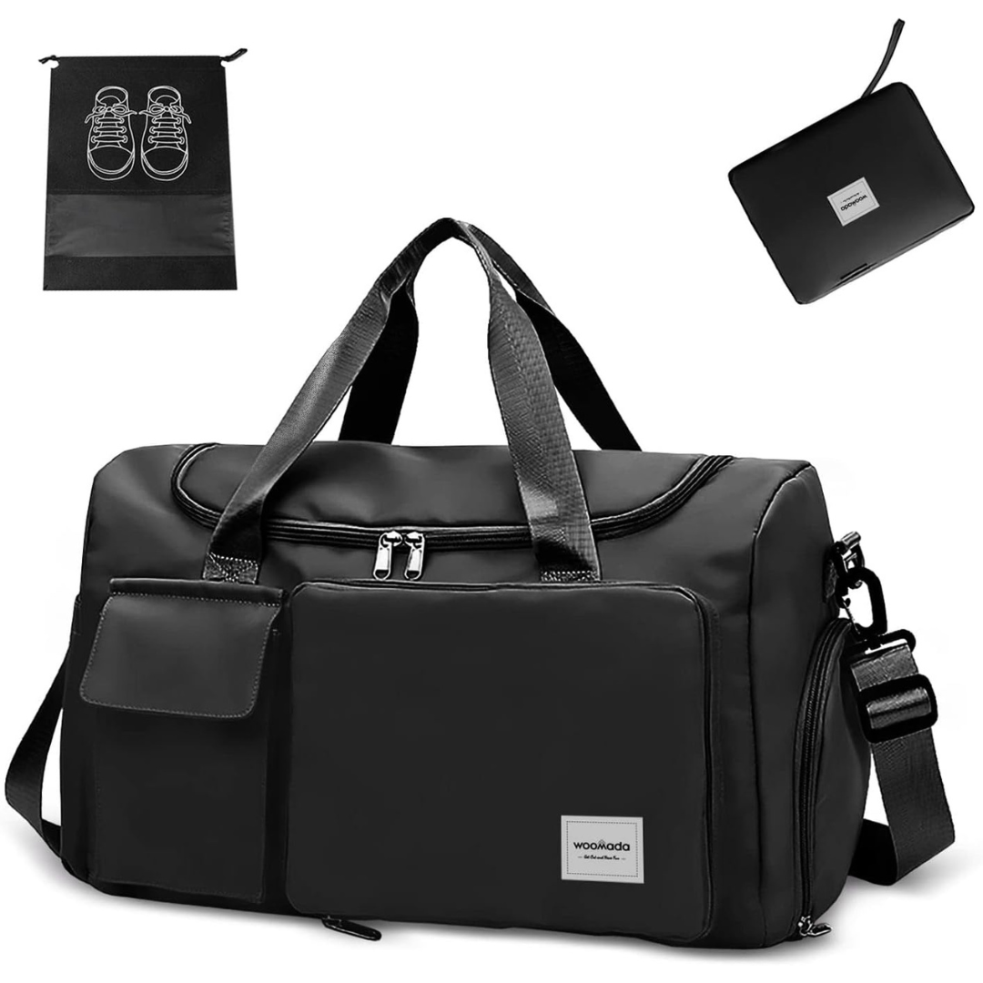 Foldable Travel Duffel Bag with Shoes Compartment