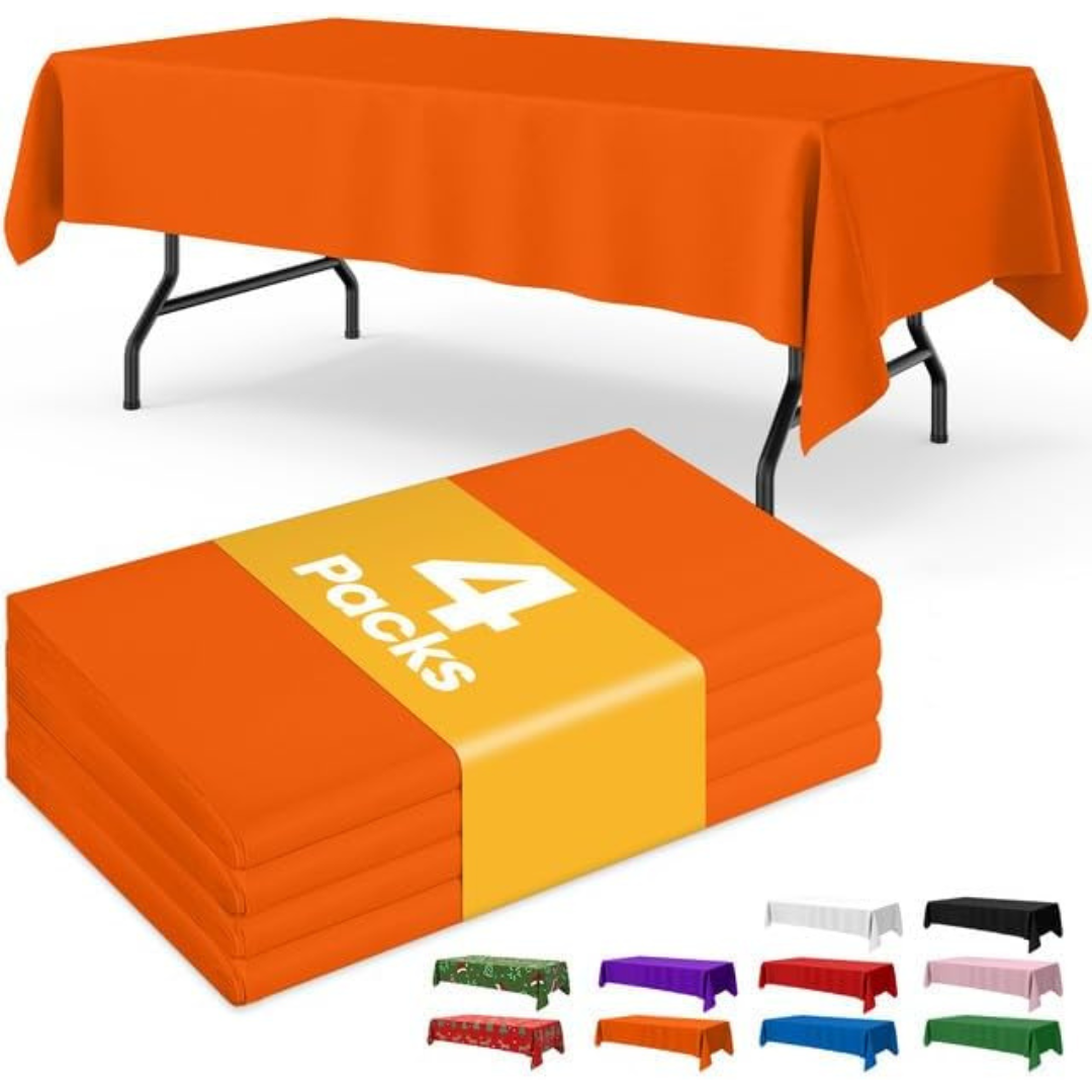 4-Pack Niuara 54'' x 108'' Rectangle Orange Table Cloth